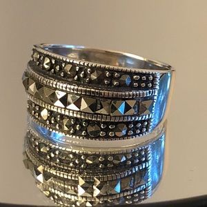 Art Deco Sterling silver marcasite ring, size 8